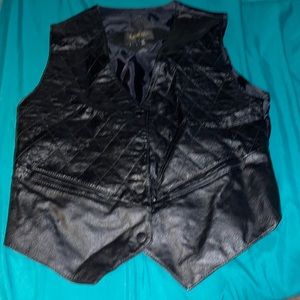 Vintage 80s Mens Patchwork Black Leather Motorcycle Vest Unisex